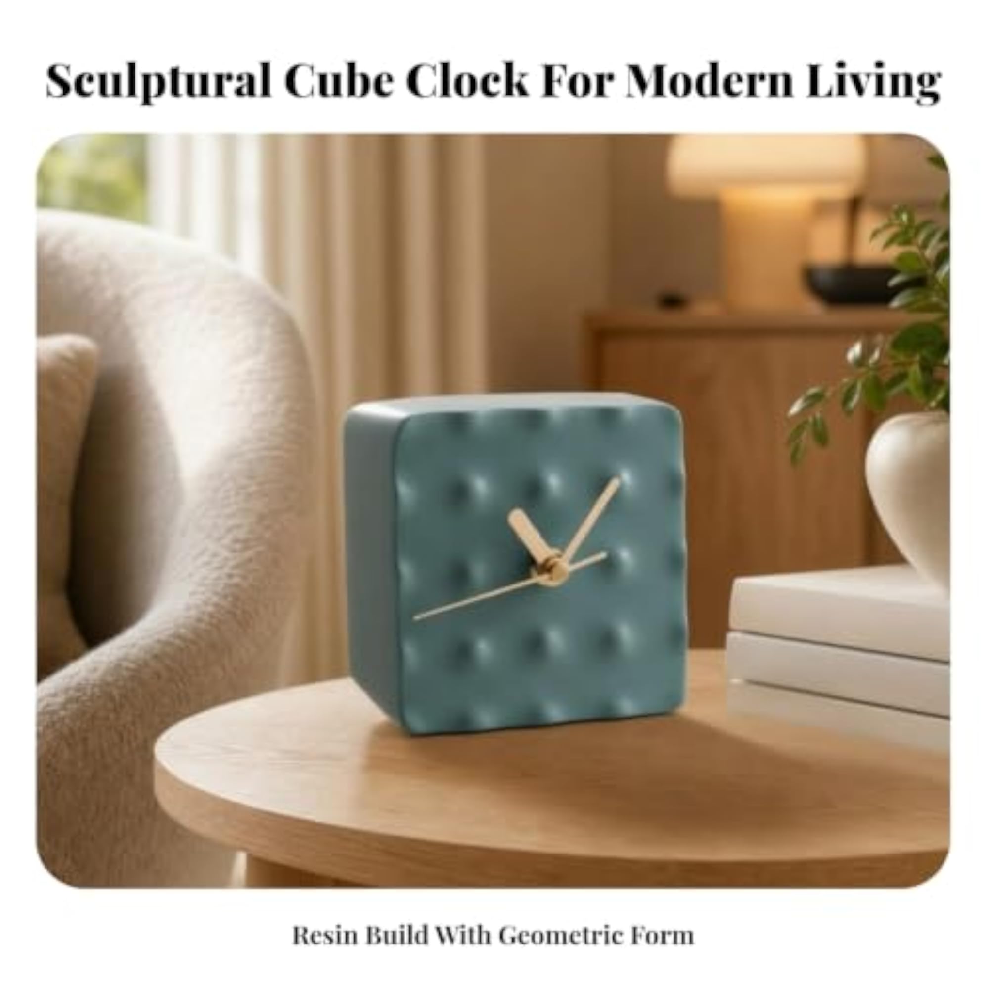 Modern Decorative Table Clock, Compact Geometric Square Design