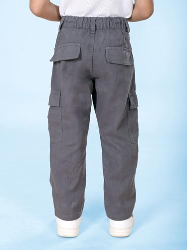 Image of Boys Cotton Full Length Front Cut Sew Cargo Pant with Bottom Tab