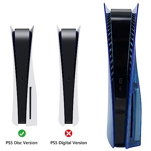 Geekria Placas de cubierta transparentes compatibles con PS5, PlayStation 5 Console Disc Edition, accesorios de repuesto para juegos con rejillas de ventilación (azul) - imagen 3