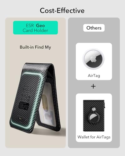 esr geo wallet with find my functionality rfid blocking holds up to 11 cards slim and smart wallet for men replacement for airtag wallet trackerios only not for magsafe carbon fiber