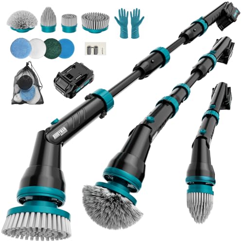 Image of Alloyman 1200RPM Electric Spin Scrubber, 20V Replaceable Battery, Shower Cordless Cleaning Brush, Power Scrubber for Cleaning with 8 Brushes for Bathtub /Tub /Tile /Floor