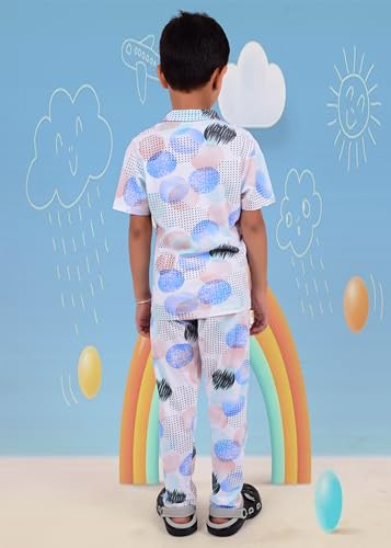 Image of 3BROS Unisex Pure Cotton Short Sleeve Kids Night Dress for Boys & Girls Nightwear /Sleepsuit /Sleepwear /Loungewear Night Suit for Boys and Girls Top and Pyjama Combo Set | JB20HS6031-Parent