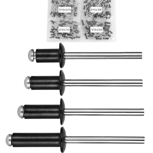 Ticking or Popping Noise at Roof Rail Assist Handle(s) - 2018-2019 Chevrolet GMC Holden 3 ZQZ 162 Pcs 3/16 Inches Black Pop Rivets Assortment Kit - 4 Sizes Black Aluminum Rivets 3/16' x (5/16', 3/8', 1/2', 5/8'), Black Blind Rivets for Metal, Dome Head rivet kit