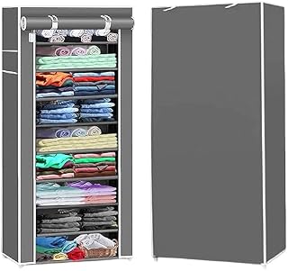 6 layer shooe rank Multipurpose Baby Wardrobe/Cabinet/Multipurpose Storage Rack, Foldable, Collapsible Fabric Wardrobe Organizer for Clothes racke (light Grey)