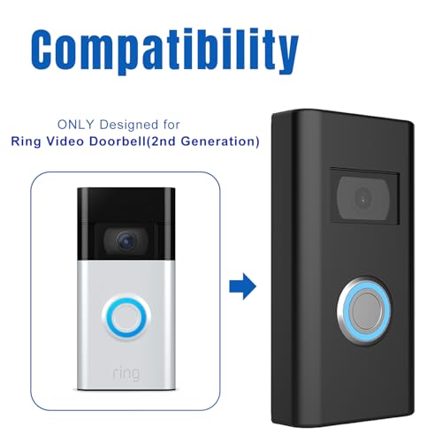 honecumi Silikonhülle für Ring Video Doorbell 2. Gen (2020) – Wetterfeste Schutzhülle mit UV-Schutz, Schwarz, Einfache Montage, IP65 Staub- & Wasserdicht – Kompatibel mit Ring Battery Doorbell 2 Gen