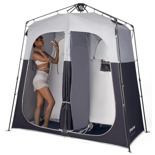 KingCamp Camping Shower Tent, Instant Portable Privacy Shelter, 1/2 Room Large Outdoor Toilet Tent with Floor, Water-Resistant, Windproof & Easy Setup for Beach, Camping & Hiking