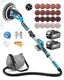 SEESII Cordless Drywall Sander with Vacuum,900W 1900RPM 2x4.0Ah Battery,Brushless Low Noise Variable Speed,Popcorn Ceiling Remover Tool,Wall Sander for Painting Prep,Foldable Telescopic,LED,12 Discs