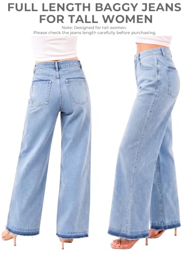 EMMIOL High Waisted Baggy Jeans Women Tall Y2K Wide Leg Jean Blue - image 4