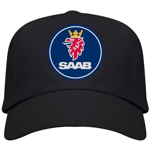 Genérico Gorra Negra con Logotipo de Saab Hombre 5 Paneles 100 Algodón 340 g/m²