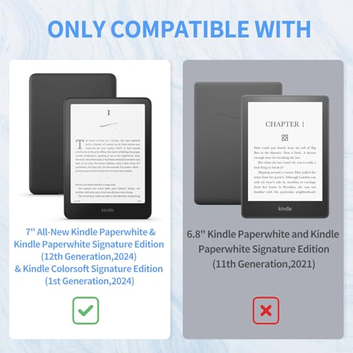 Image of New Kindle Paperwhite 2024 Case 7 inch (12th Gen) & Kindle Colorsoft Signature Edition Case, Sanyetral Slim PU Leather Cover with Soft TPU Back and Auto Sleep /Wake, Not for Remarkable Kobo -Light Blue