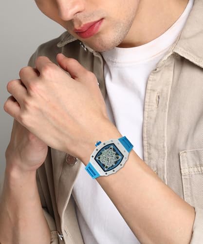 Image of Havoc Craft Men's Luxury Sports Watch 30M Waterproof Tonneau Chronograph | Analog Quartz Wristwatch with Time & Day Function | Premium Square Dial, Shock-Resistant & Anti-Magnetic Silicone Strap