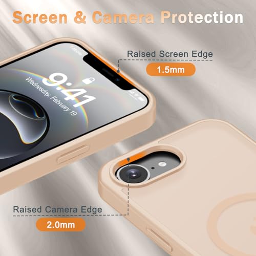 Image of YENAPOON for iPhone 17e Case, iPhone 16e Case, Matte Magnetic Phone Cover [with 1 Screen Protector] [Support for MagSafe] [Shockproof Military Grade Protection] Translucent Frosted Back, Coral Pink