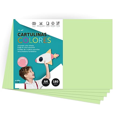 Feuilles colorées 180g A4 vert clair m-office pour créer des faire-part et menus