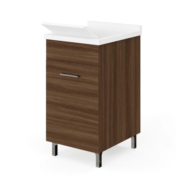 Savinidue Mobile con lavatoio 45 cm Rovere Moka 1 ANTA con Vasca e asse lavapanni 4797