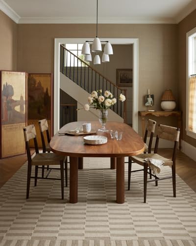 Image of Modern (High Low Pile) Pattern Wool Carpet with Loop Texture Yarn Anti Shedding Carpet Size 5x8 Feet B0 Beige Ivory Color