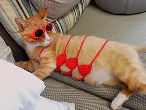 Pet Cat Bikini,Pure Handmade Cat Costume Funny Pet Clothes Small Dog Costumes Clothes(Pink, Large) #TOP1