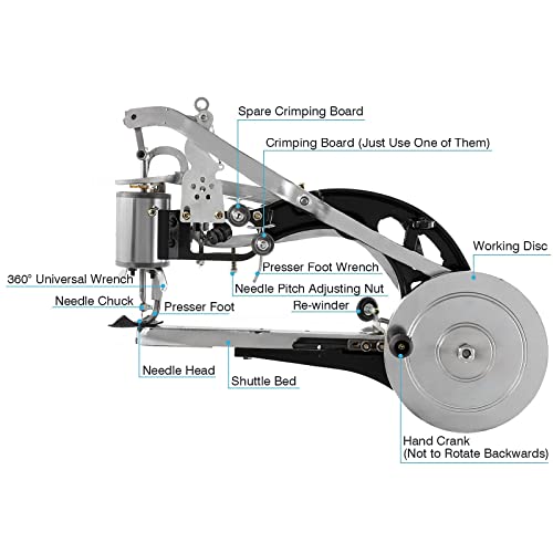 IRONWALLS Shoe Repair Machine with Replacement Parts, Heavy Duty Cotton Nylon Line Metal Manual Leather Sewing Machine with Spare Part Accessories, Hand Shoe Mending Machine for cloths, Bags, Tents