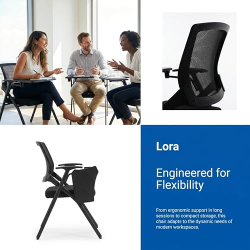 Image of Professional Folding Training Chairs with Tablet Arm, Office Meeting Desk Chair with Writing Tablet and Cup Holder, Space-Saving Nesting Chairs for Conference room ,School, Seminar, Classroom