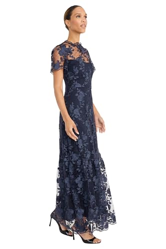 Maggy London Womens Lace Maxi Embroidered Details Trumpet Silhouette V-Back-Wedding Guest Dresses2