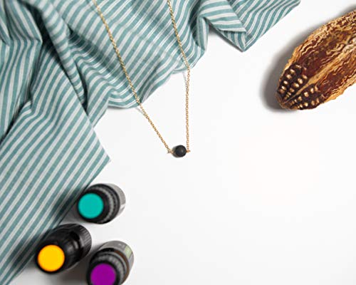 Colar Lava Rock para Óleos Essenciais – Corrente de Aço Inoxidável com Contas Autênticas de Lava Roc