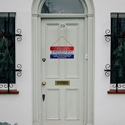 America Patriotic Sign Decor, Pledge Of Allegiance, July 4Th Home Front Door Usa Decor Independence Day Memorial Day Plaque Decoration For Home Porch Office Party #TOP4
