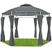 Produktbild tectake 800723 Gartenpavillon rund Ø 3,5m, wasserabweisend, Pavillon Festzelt inkl. Seitenteile und Befestigungsmaterial (Anthrazit)
