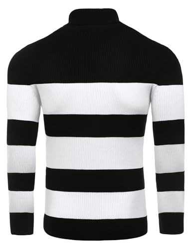 Image of COOFANDY Mens Ribbed Slim Fit Knitted Pullover Casual Turtleneck Sweater