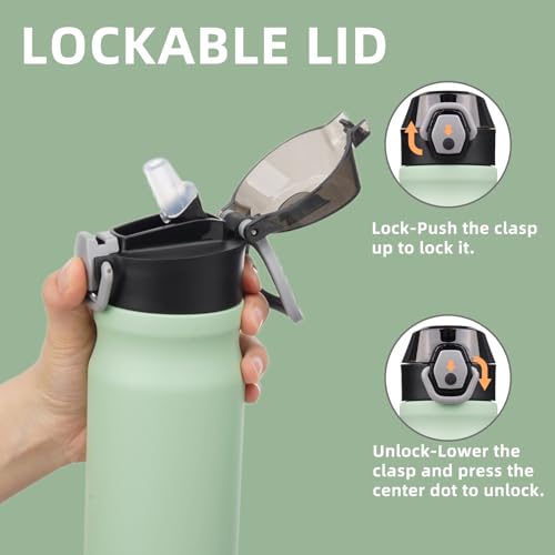Image of Konokyo 18 oz Insulated Stainless Steel Sports Water Bottle with Straw Lid