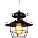 LCQSMBH Czarna pojedyncza głowica retro nostalgiczna lampa wisząca w stylu industrialnym żyrandol z kutego żelaza Edison używana w jadalni, sypialni, szafce nocnej, dekoracji itp.