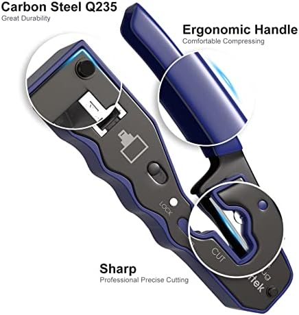 AVARTEK - Pass Through RJ45 Crimping Tool Crimper for CAT6a CAT6 CAT5e CAT5 Pass Through Connectors, Professional Ethernet Network Wire Crimper Tool