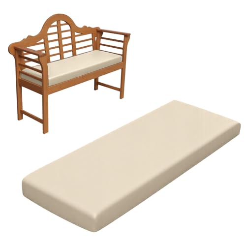 RZYW Cojines de Asiento para Exterior Interior de 5cm de Espesor, Cojín de Banco de Jardín Impermeable, Cojín para Silla Lavable Antideslizante, para Cocina Terraza Sofa Columpio,Beige,165x40cm