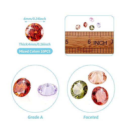 Craftdady 10pcs 6mm barretteCubic Zirconia Stone Colorful Loose CZ Rhinestone Faceted Cabochons for Earring Bracelet Pendants Jewelry DIY Craft Making - Image 4