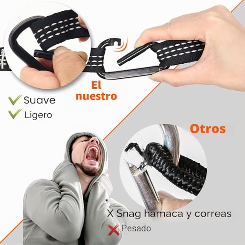 Miniatura 6 de Anortrek Hamaca De Camping, Súper Ligera Y Portátil, De Paracaídas Con Dos Correas Para Árboles, Hamacas De Viaje De Nylon Individuales O Dobles Para Acampar, Mochilero Y Senderismo