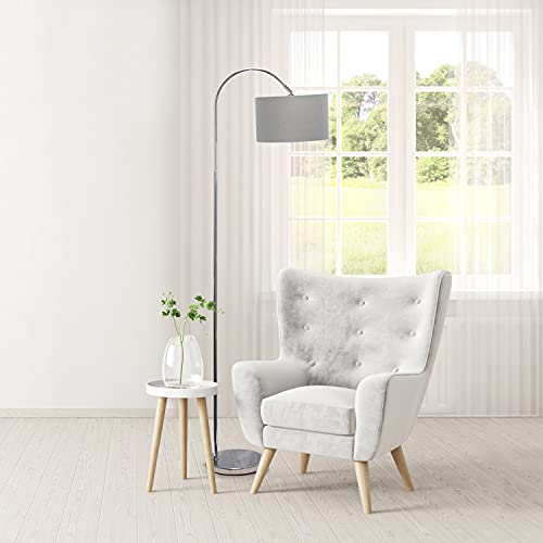 Simple Designs LF2005-GRY-LB 66" Modern Brushed Nickel Arched Floor Lamp with Gray Shade for Living Room, Hallway, Entryway, Bedroom, Office, with Feit LED Bulb Included by Simple Designs - Image 5