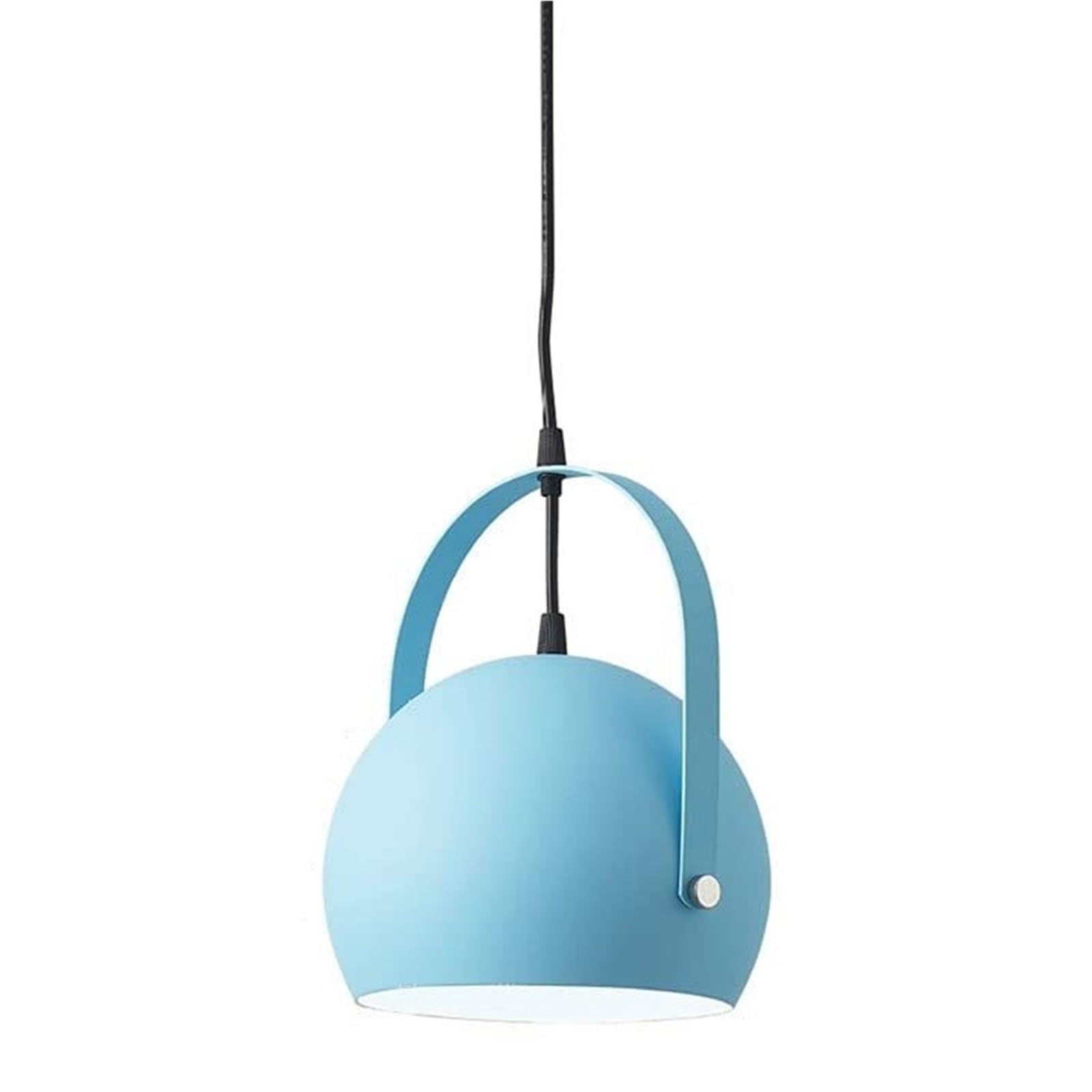 KHUKHU Macaron Color Chandeliers Spherical Hanging Light Modern Geometric Pendant Light Fixture, Nordic Countryside Ceiling Light, for Kitchen Island Dining Room Living Room(Sky Blue,7.8in*10.6in)