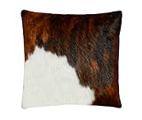 NGF Geniune Cowhide Cushion Pillow Covers -Tricolor Leather Hair on Cow Hide Skin Brindle 16''x16''Inches (Tricolor 16 x16 Inches)