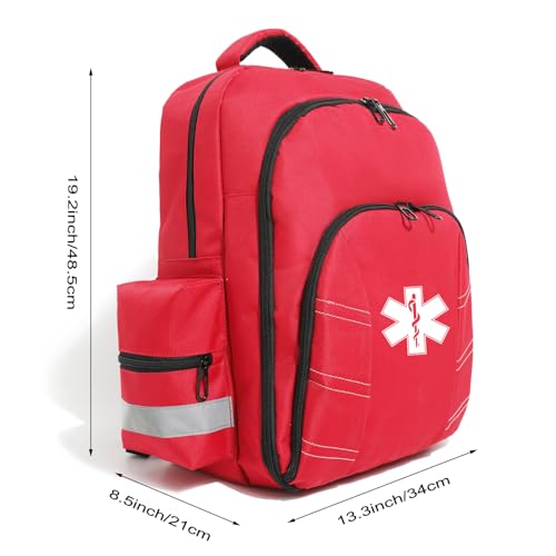 Mochila médica de emergência vermelha vazia para primeiros socorros, bolsa de primeiros socorros, pa