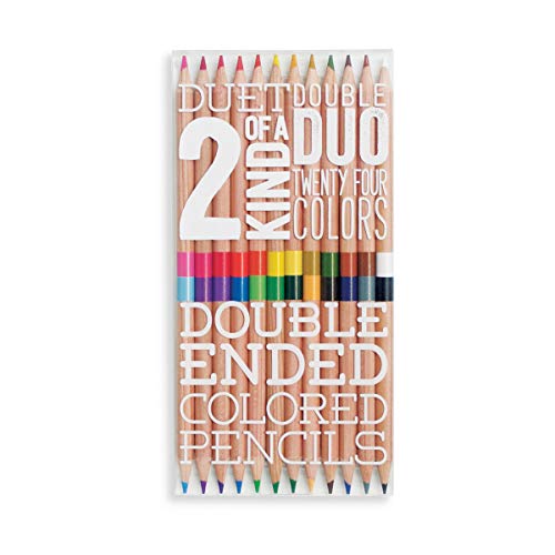 Ooly Two of a Kind Double Ended Colored Pencils - Set of 12 - 24 Colors - Includes Clear Plastic Box