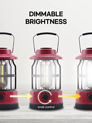 Led Camping Lantern Rechargeable, Waterproof Flashlight For Hurricane, Emergency, Power Outages, Hiking, Fishing, Retro Lantern Dimmable For Garden Patio, Lightweight Portable Light, Hot Red Color #TOP2