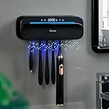 iHave Toothbrush Sanitizer Holder with 360° Disinfection, Mold & Odor Removal | Auto-Cycle UVC, 100M Ions & Fan Drying | Wall Mounted 5-Slot Toothbrush Holders for Bathrooms, Toothbrushes & Razor
