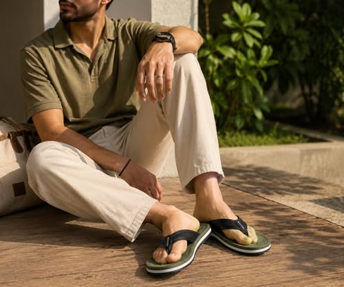 Image of Kraasa DailyStep Men's Diabetic Footwear | Doctor Inspired | Wide Toe Box | Orthopedic Flip Flop | Pressure-Relief Cushion | Anti-Skid Waterproof EVA Slipper for Men