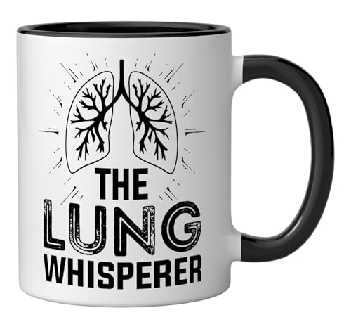 Taza de cerámica para pulmonólogo 11 oz negro/blanco miniatura 2