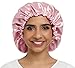 Adjustable Satiny Sleep Cap Hair Bonnet Double Layered Reversible for Women Protective Sleep Hairstyles (Burgundy-Shell Pink)