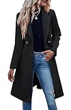 Fazortev Womens Pea Trench Coats Notched Lapel Double Breasted Belted Business Casual Jackets Outerwear