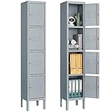 Letaya Storage Lockers with Lock Door,Metal Storage Cabinet 4 Tier for Employees, School,Gym, Home,Office(4 Door-Gray)