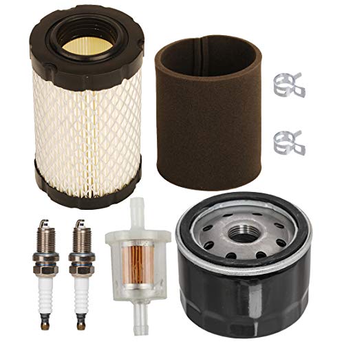 Carkio Air Filter Pre Filter Oil Fuel Filter Spark Plug Tune Up kit for John Deere L105 L108 LA135 LA145 D100 D160 D170 D120 Replace for MIU14395 AM125424 MIU13963 Lawn Mower