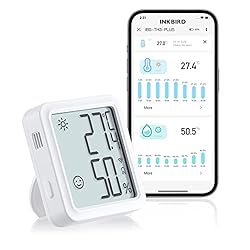 Inkbird Termómetro Higrómetro WiFi,IBS-TH3-PLUS Se...: 【Alta Precisión y Pantalla LCD】Este termómetro e higrómetro wifi de interior adopta sensores precisos, asegurando una medición precisa de la temperatura de ±0.3℃ y una precisión de la humedad de ±3%RH. Rango de medición de temperatura: 0℃-50℃, rango ...