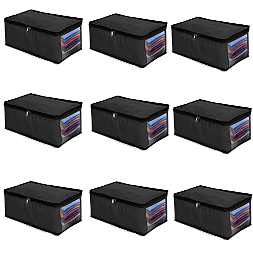 Double R Bags Foldable Closet Organizer, Shirt Cover | Shirt Organiser | Clothing Storage Box with Clear Window (Black,Pack of 9) (B09SHBDFVX) Amazon Price History, Amazon Price Tracker