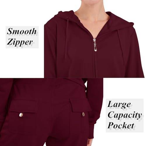 Image of LeeHanTon Womens Jogging Suits Sets Running Outfit Zipper Warm Up 2 Pieces Hoodie and Pant Tracksuit