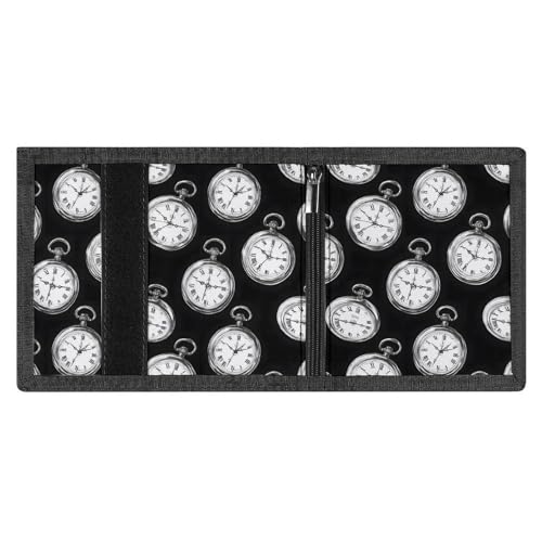 Vintage Pocket Watch Print Wallet for Men, 8 Credit Card Holder Slim Minimalist Front Pocket Small Mens Bifold Wallets3